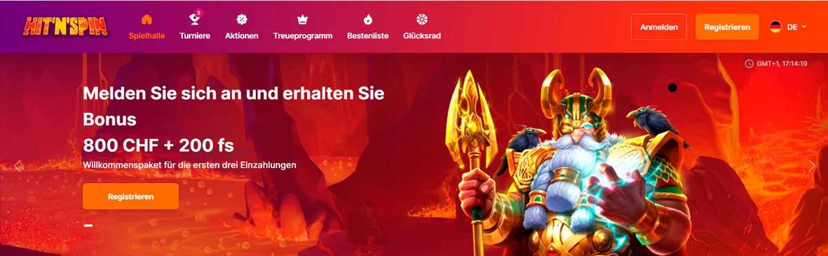Interface officielle HitnSpin Casino
